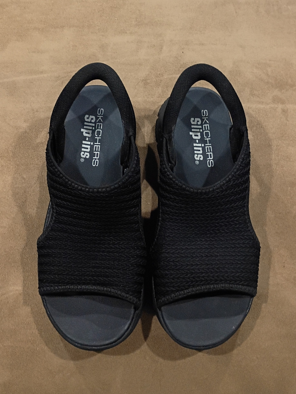 Skechers Black Women's Slip-Ins Open-Toe Sandals